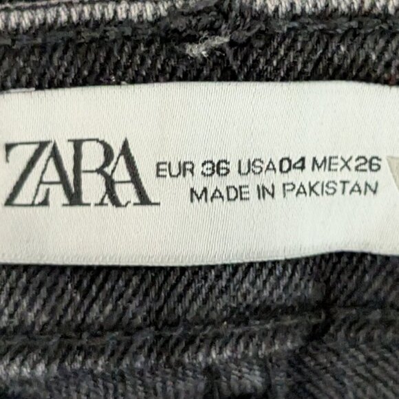 ZARA Black Denim Mid-Rise Stretch Skinny Jeans; Size 4 - Picture 3 of 3